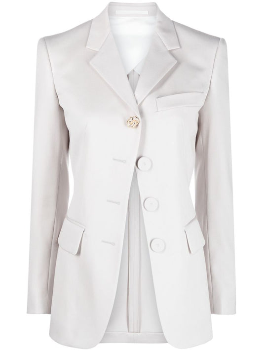 Grey Single-breasted Wool Blazer
