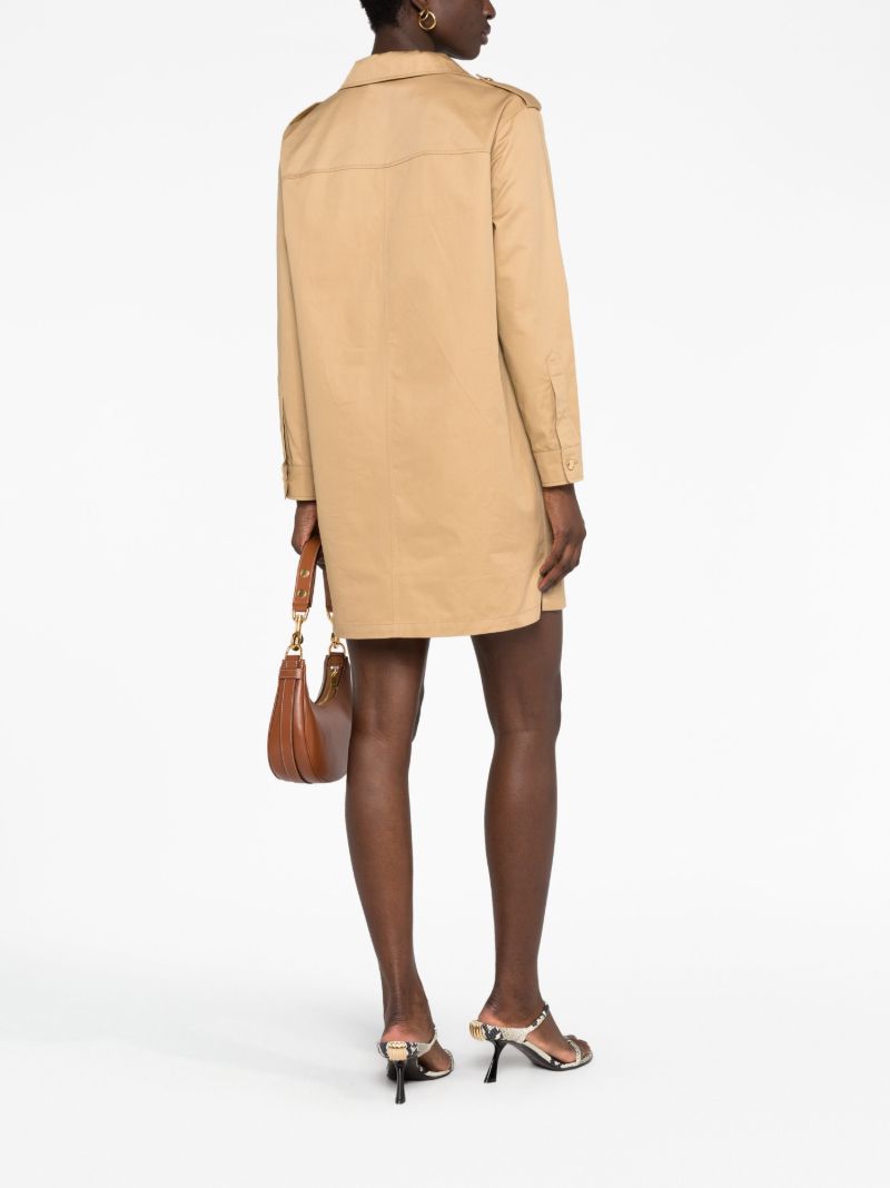 Neutral Saharienne Cotton Mini Dress