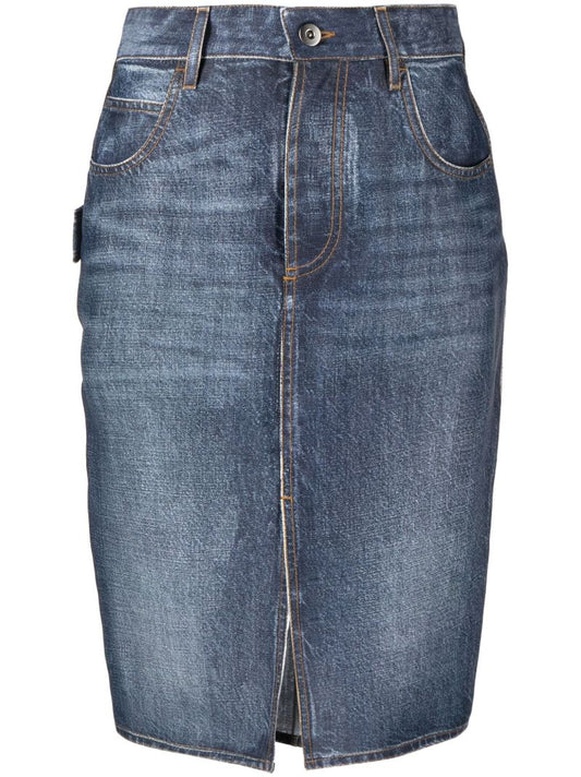 Blue Denim Midi Skirt
