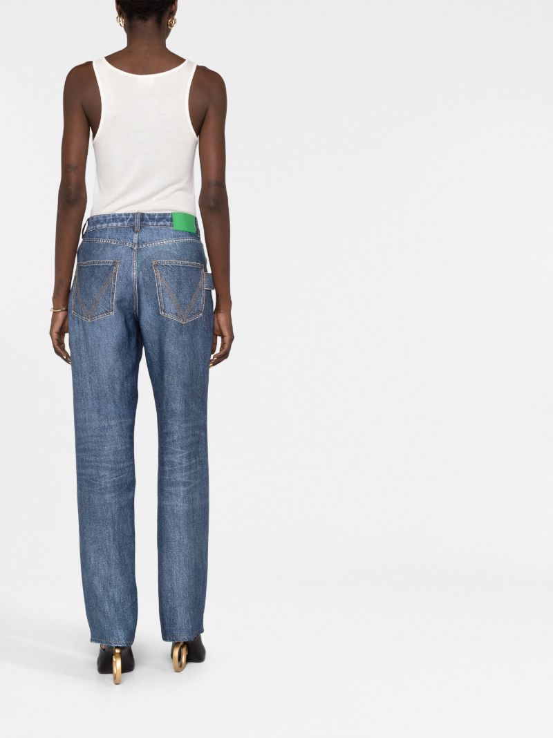 Blue High-rise Straight-leg Jeans