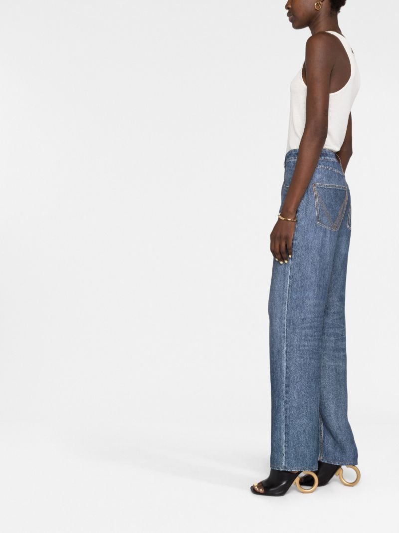 Blue High-rise Straight-leg Jeans