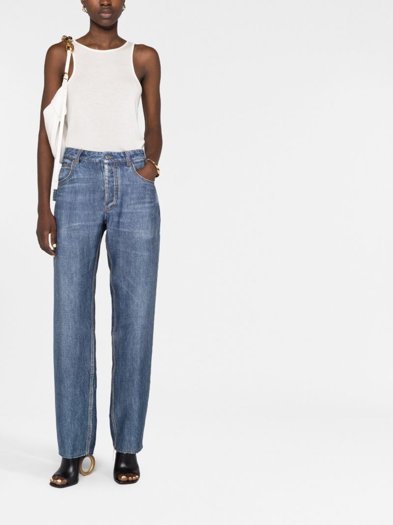 Blue High-rise Straight-leg Jeans