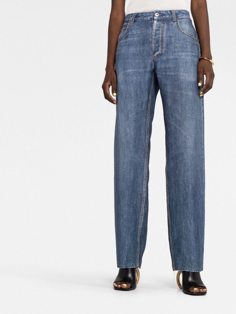 Blue High-rise Straight-leg Jeans
