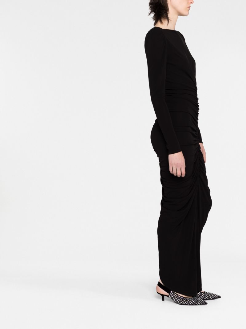 Black Ruched Maxi Dress