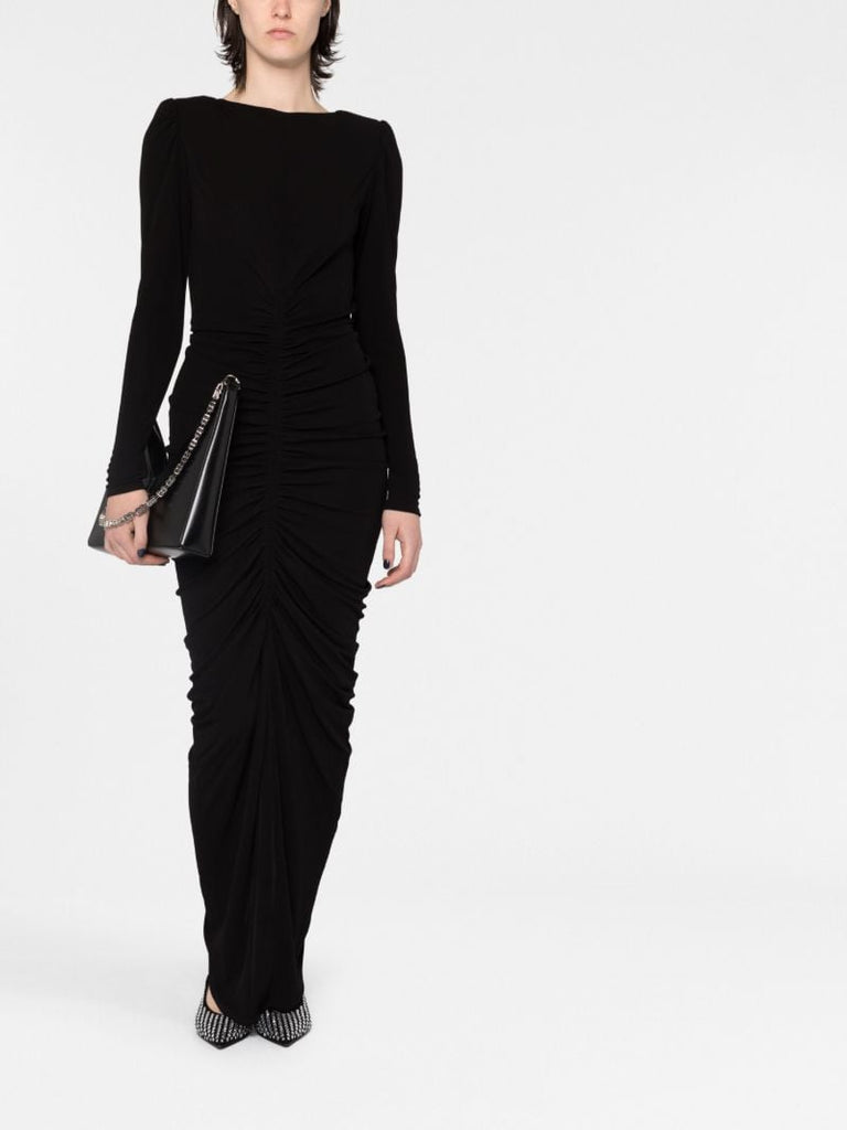 Black Ruched Maxi Dress