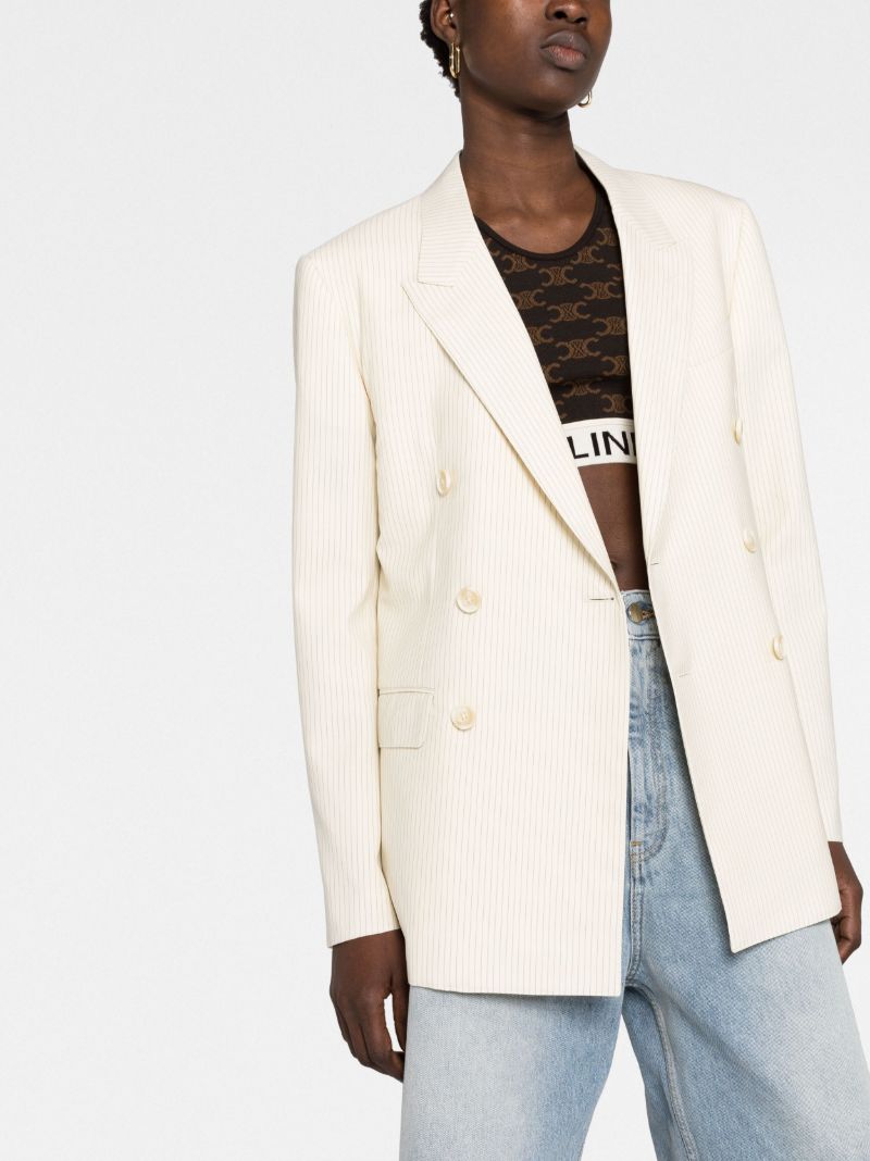 Neutral Double-breasted Blazer