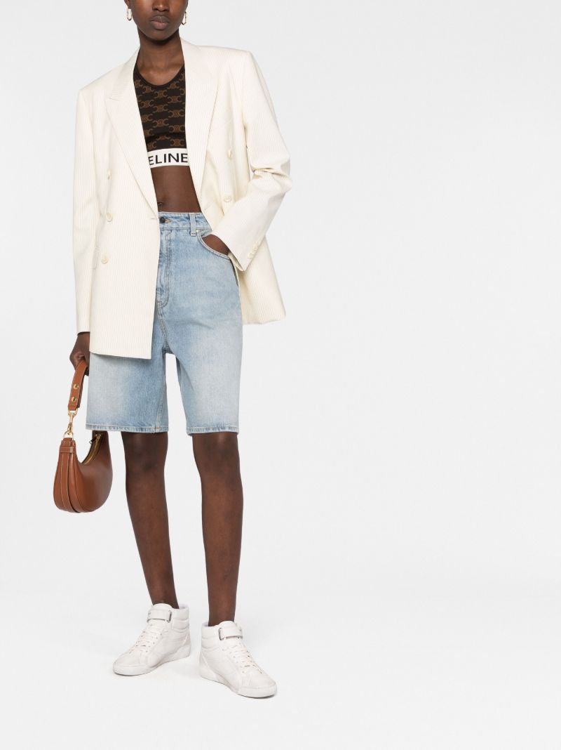 Neutral Double-breasted Blazer
