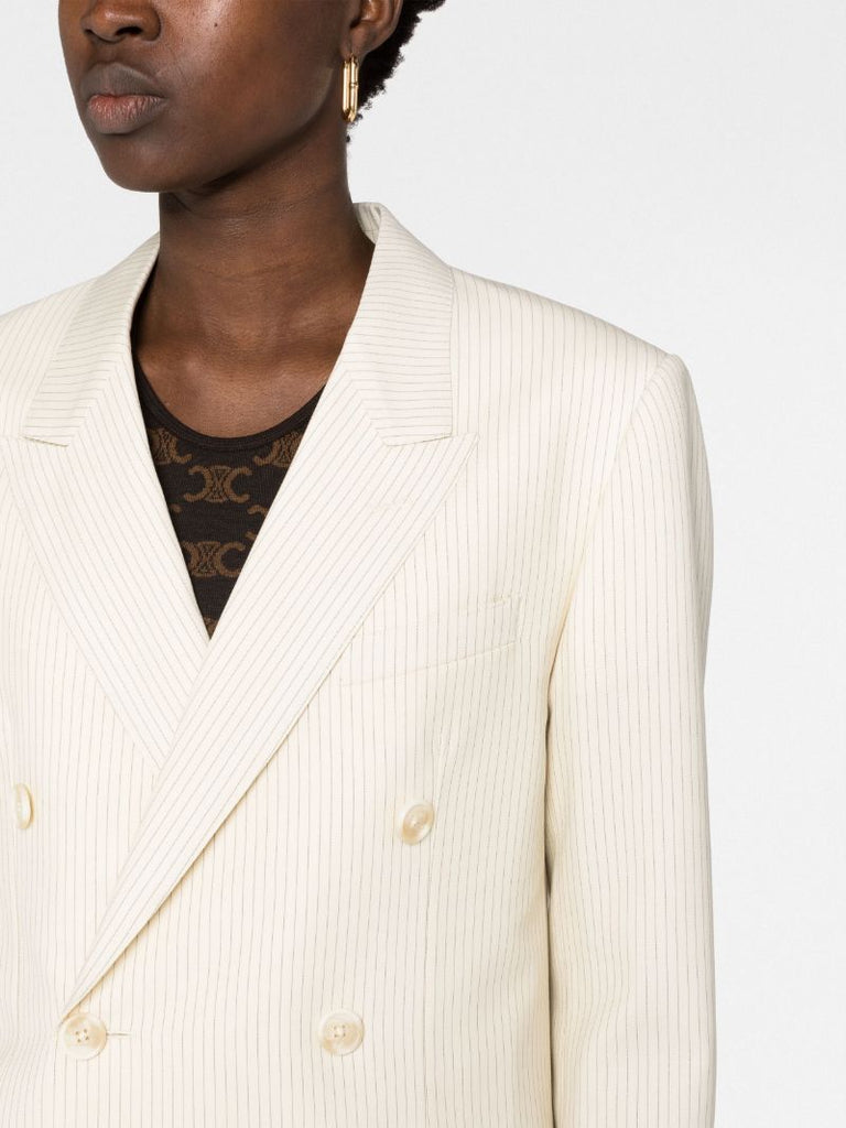 Neutral Double-breasted Blazer