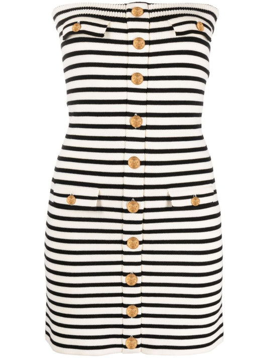 White MariniÃ_x0083_Â¨re Striped Knitted Mini Dress