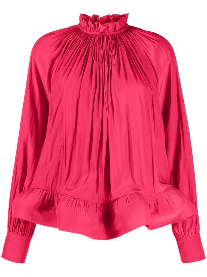 Pink Pleated Ruffled Blouse