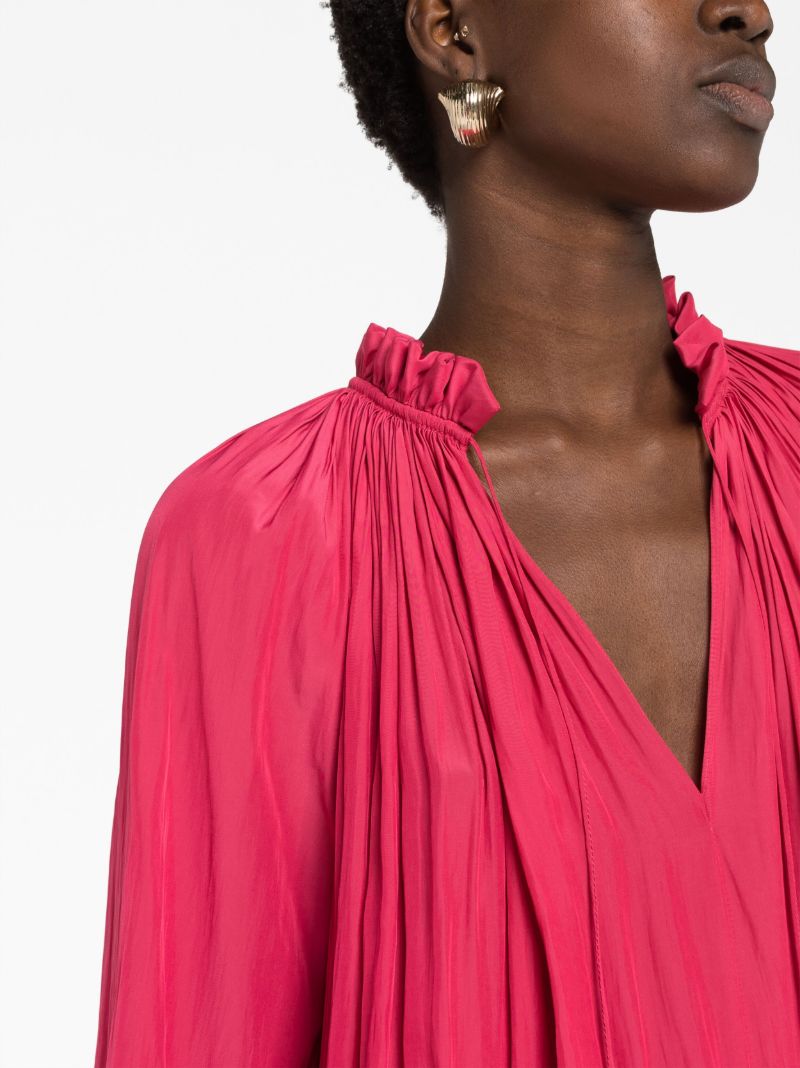 Pink Pleated Ruffled Blouse