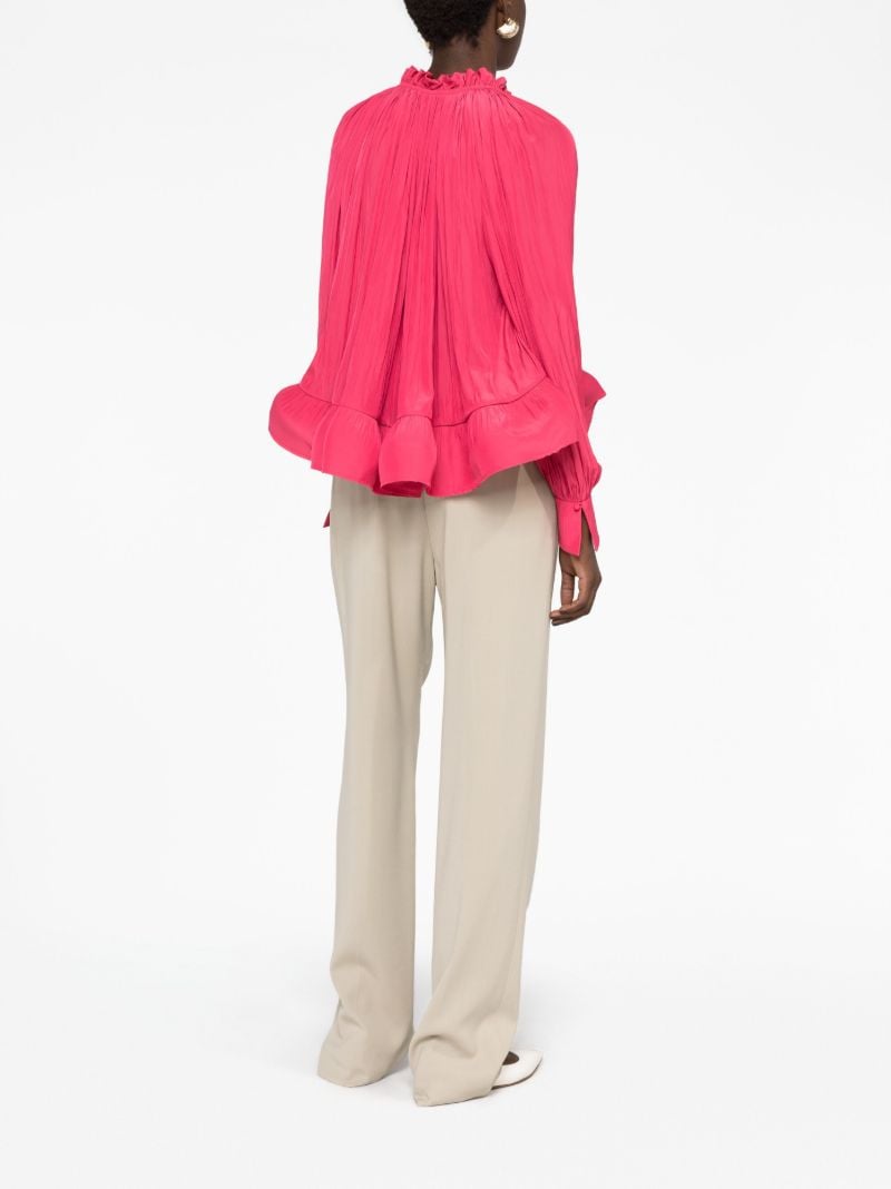 Pink Pleated Ruffled Blouse