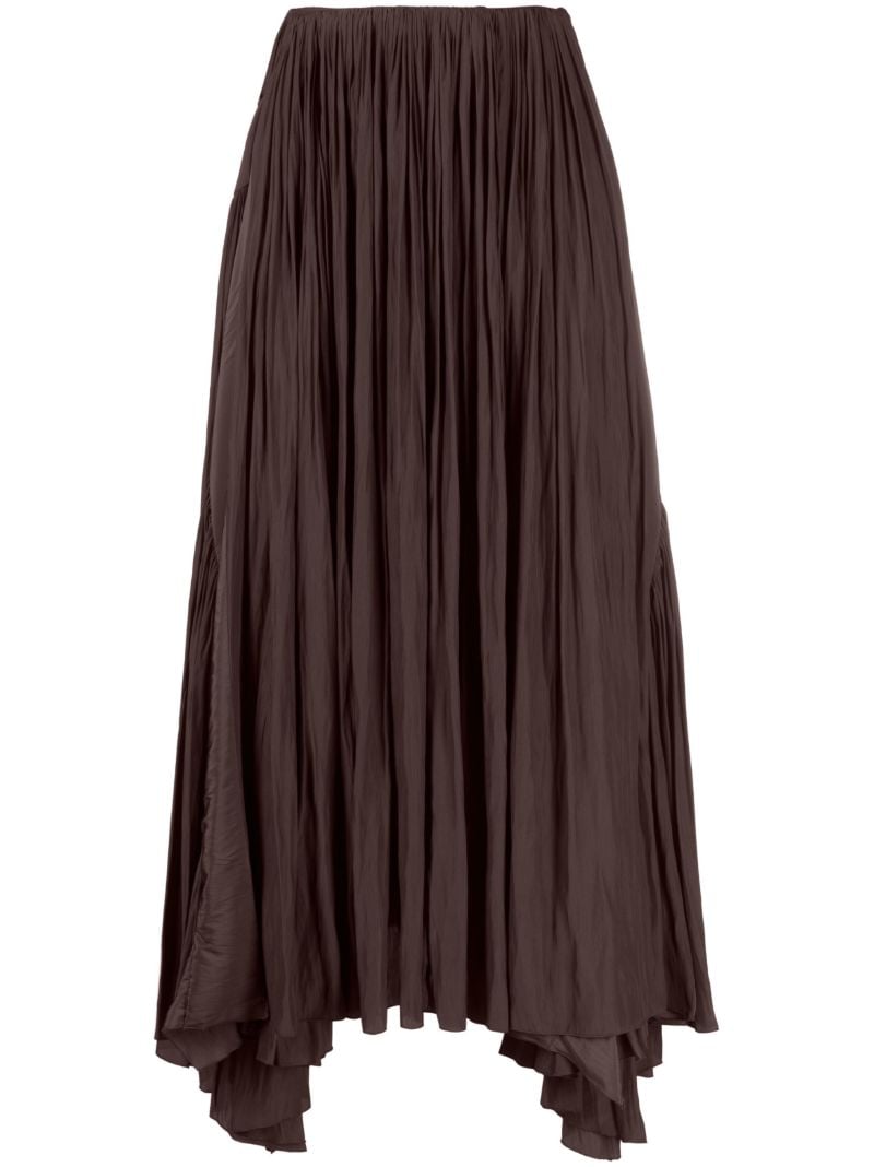 Brown Asymmetric Pleated Skirt