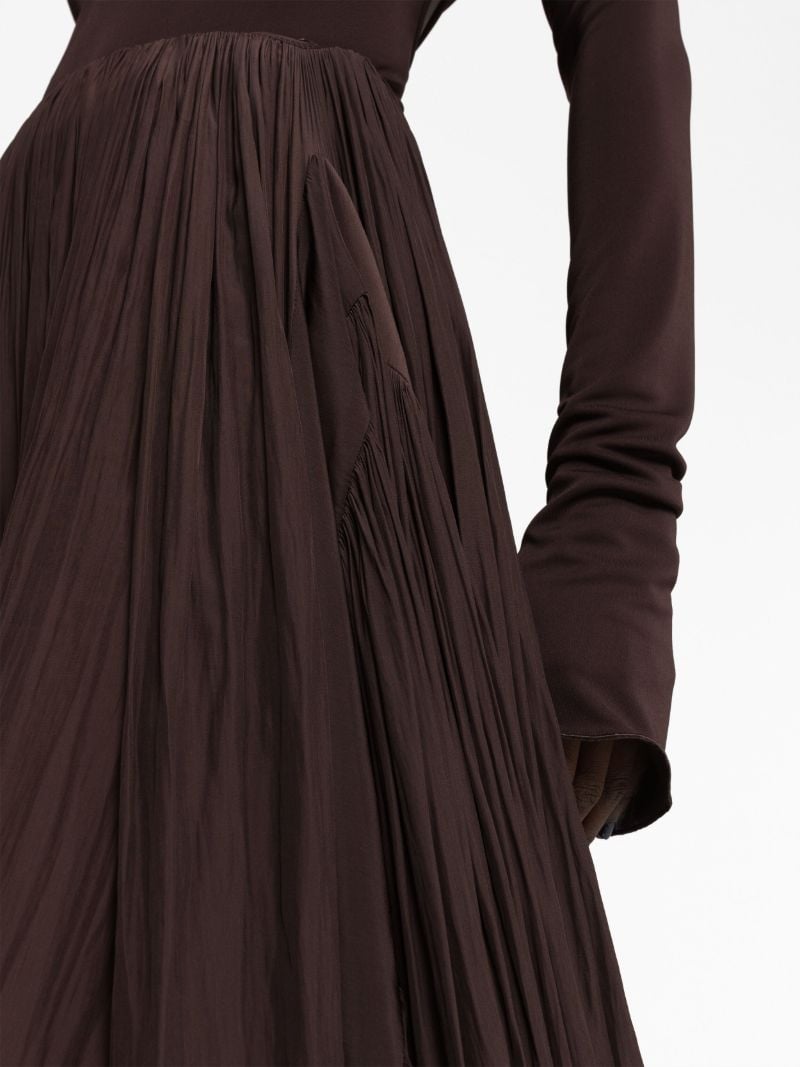 Brown Asymmetric Pleated Skirt