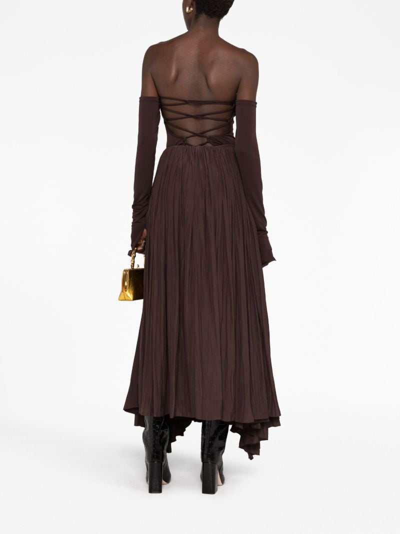 Brown Asymmetric Pleated Skirt