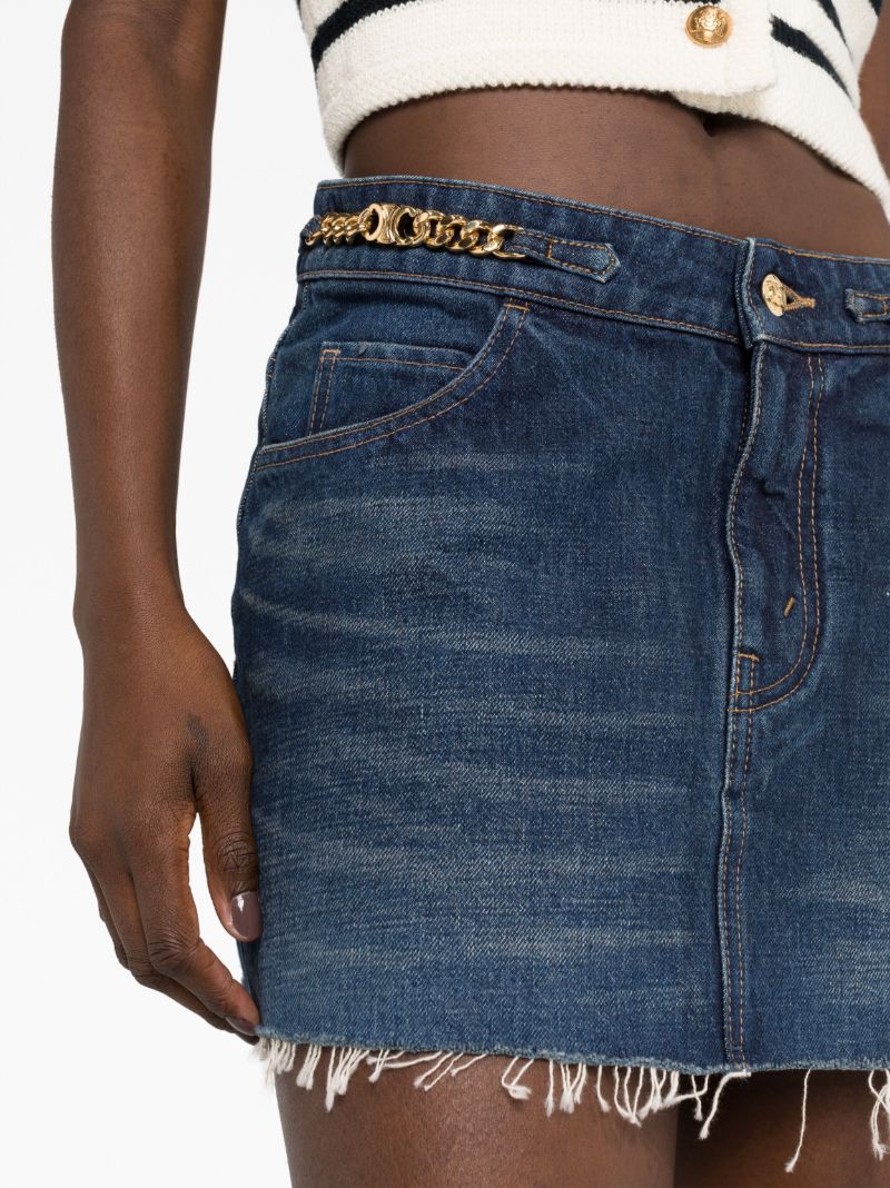 Blue Chain-detailed Denim Miniskirt