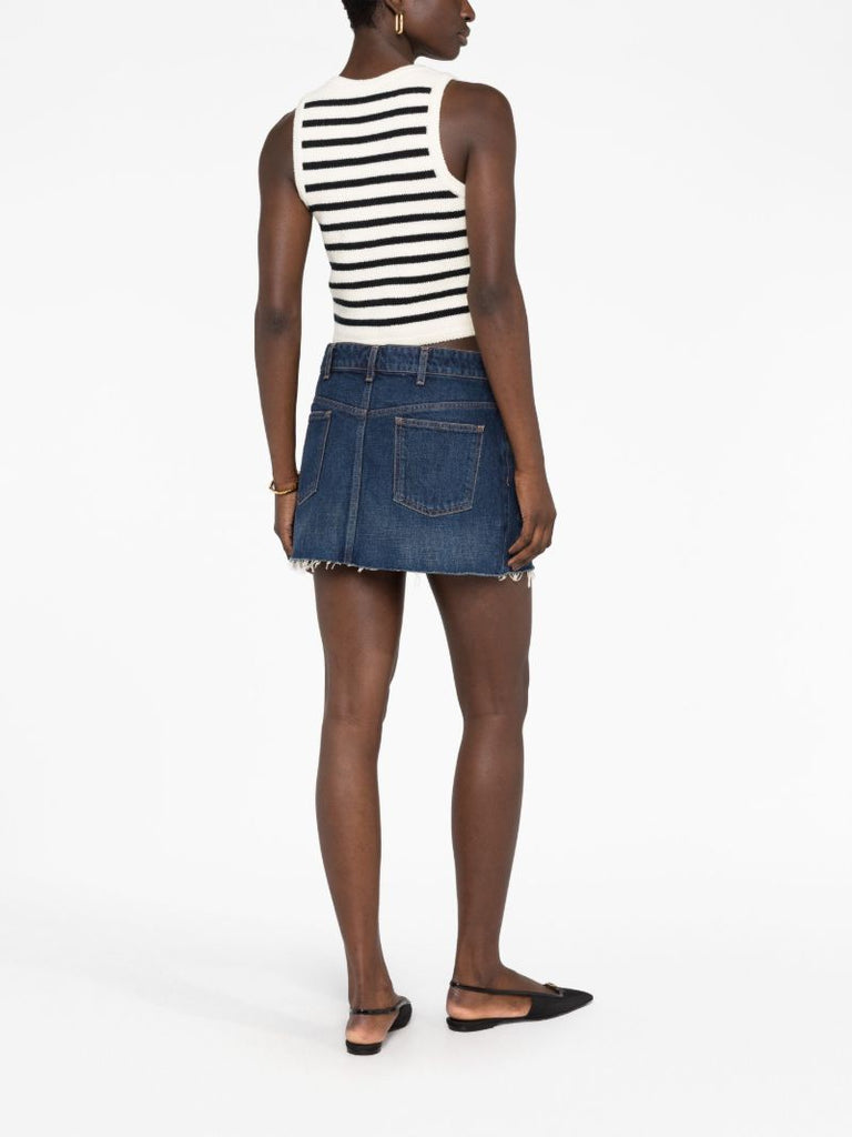 Blue Chain-detailed Denim Miniskirt