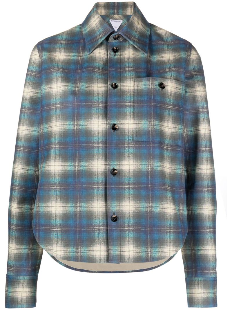Blue Checked Leather Shirt