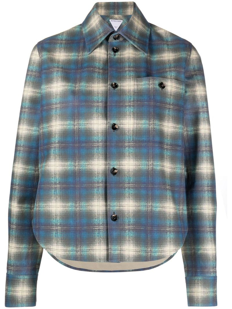 Blue Checked Leather Shirt
