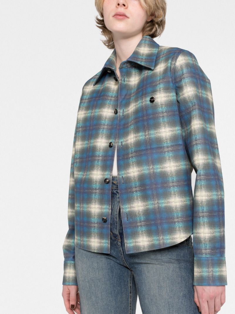 Blue Checked Leather Shirt