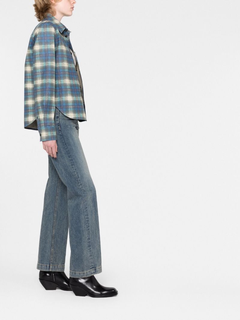 Blue Checked Leather Shirt