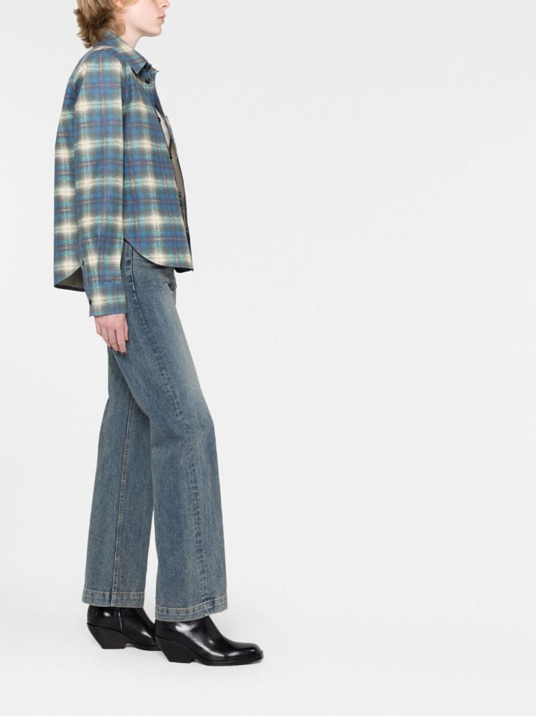 Blue Checked Leather Shirt