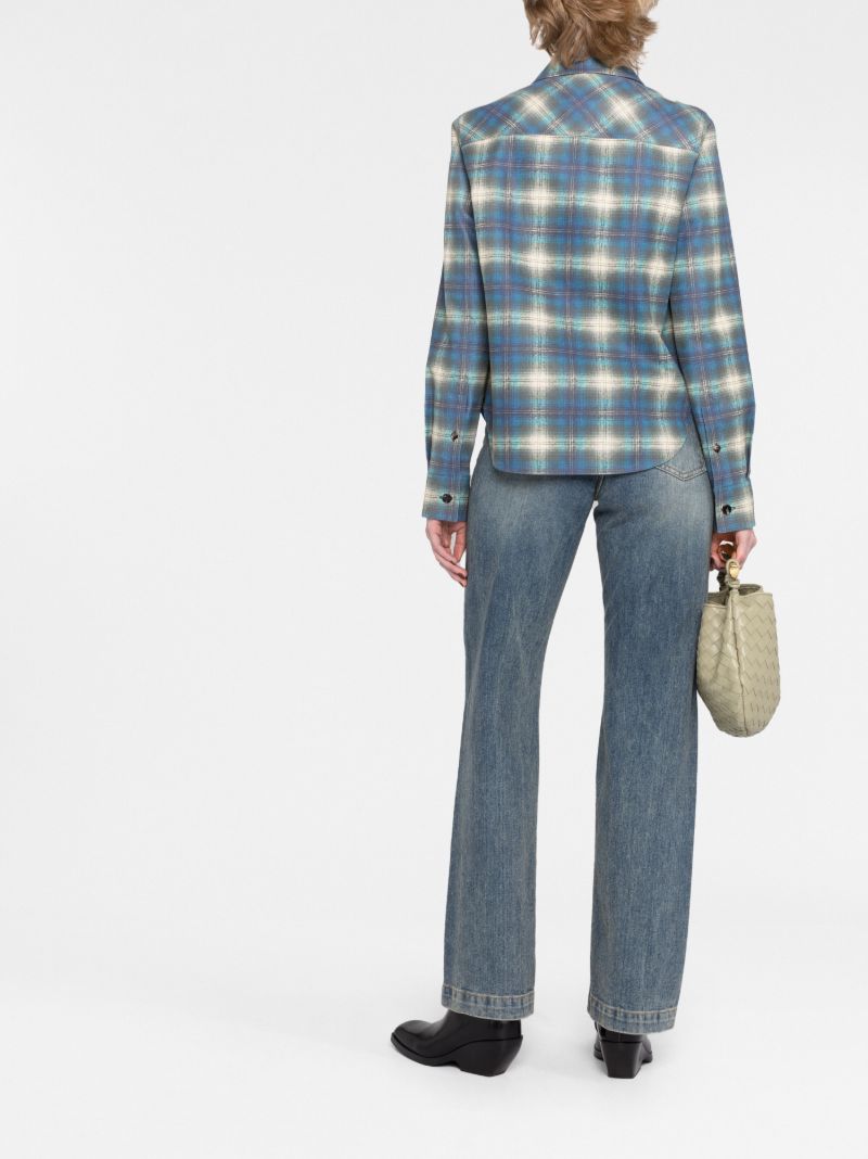 Blue Checked Leather Shirt