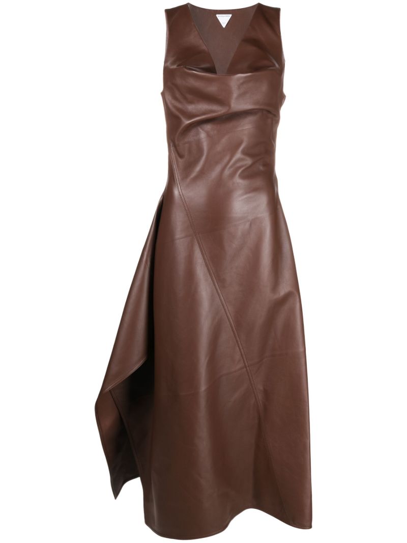 Brown Leather Midi Dress