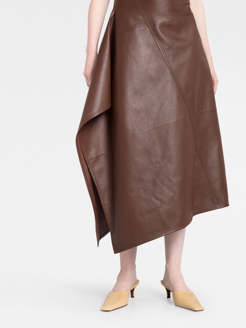 Brown Leather Midi Dress