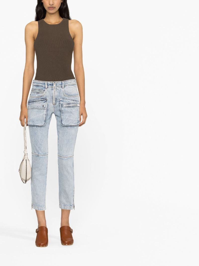 Blue Cenime Multi-pocket Cropped Jeans