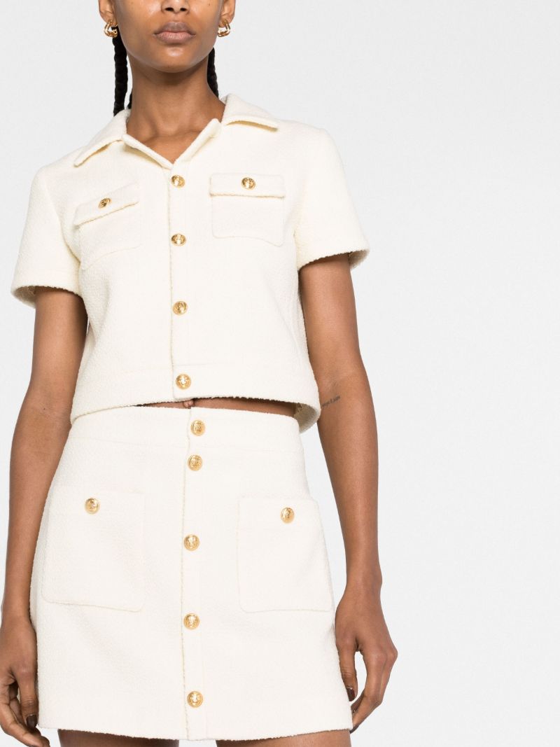 Neutral Trapeze Tweed Mini Skirt