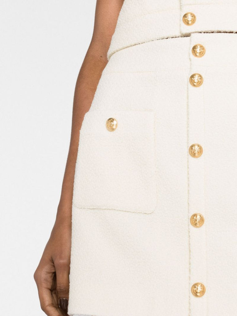 Neutral Trapeze Tweed Mini Skirt