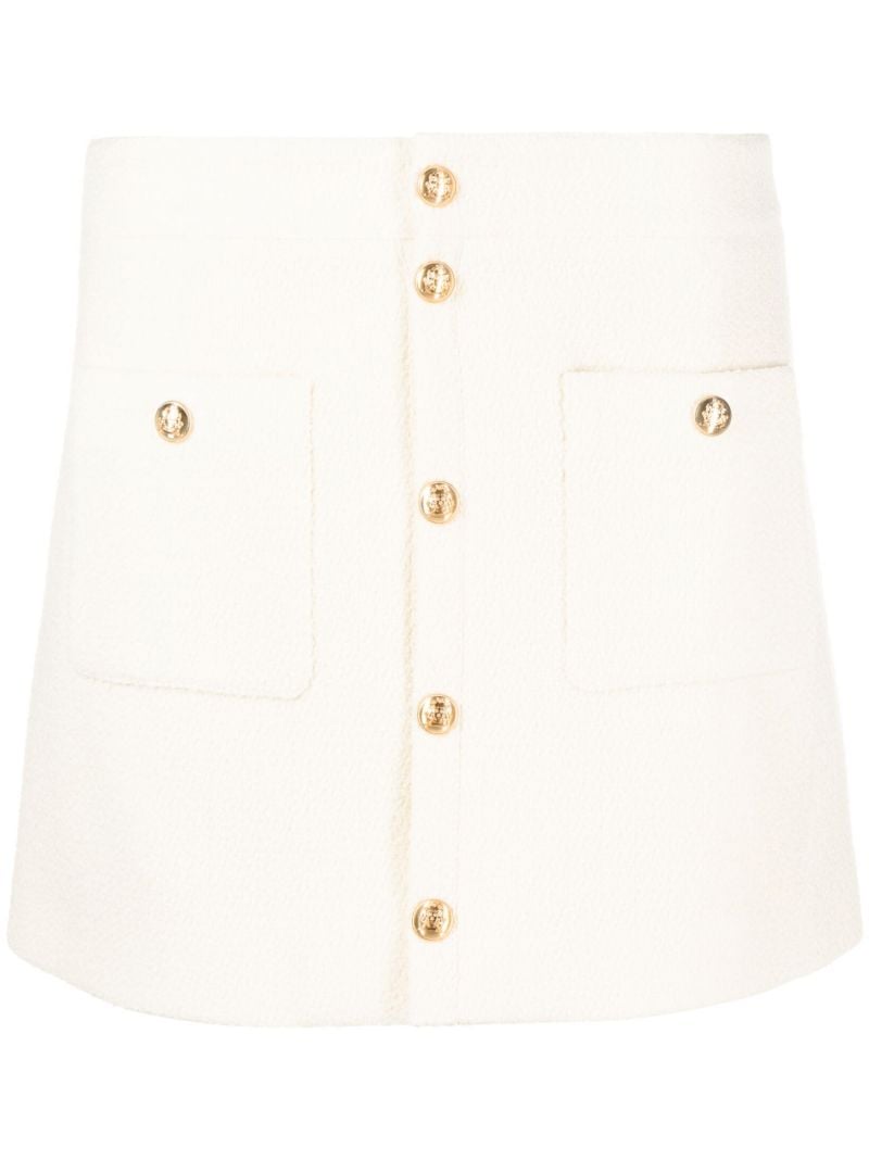 Neutral Trapeze Tweed Mini Skirt