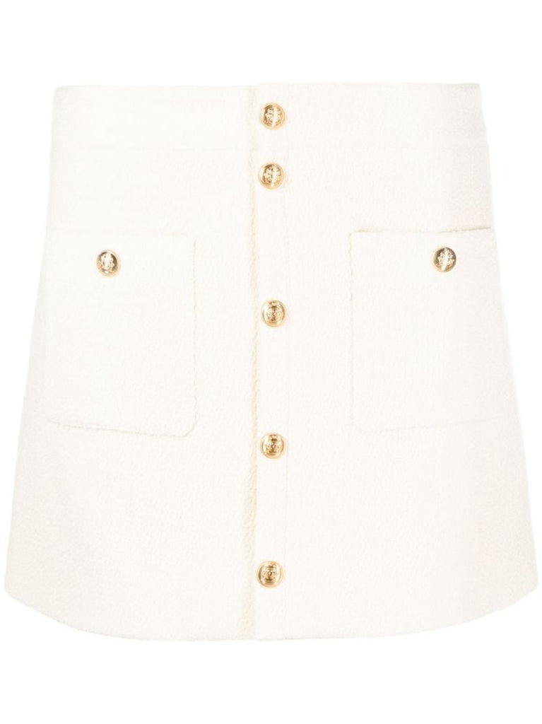 Neutral Trapeze Tweed Mini Skirt