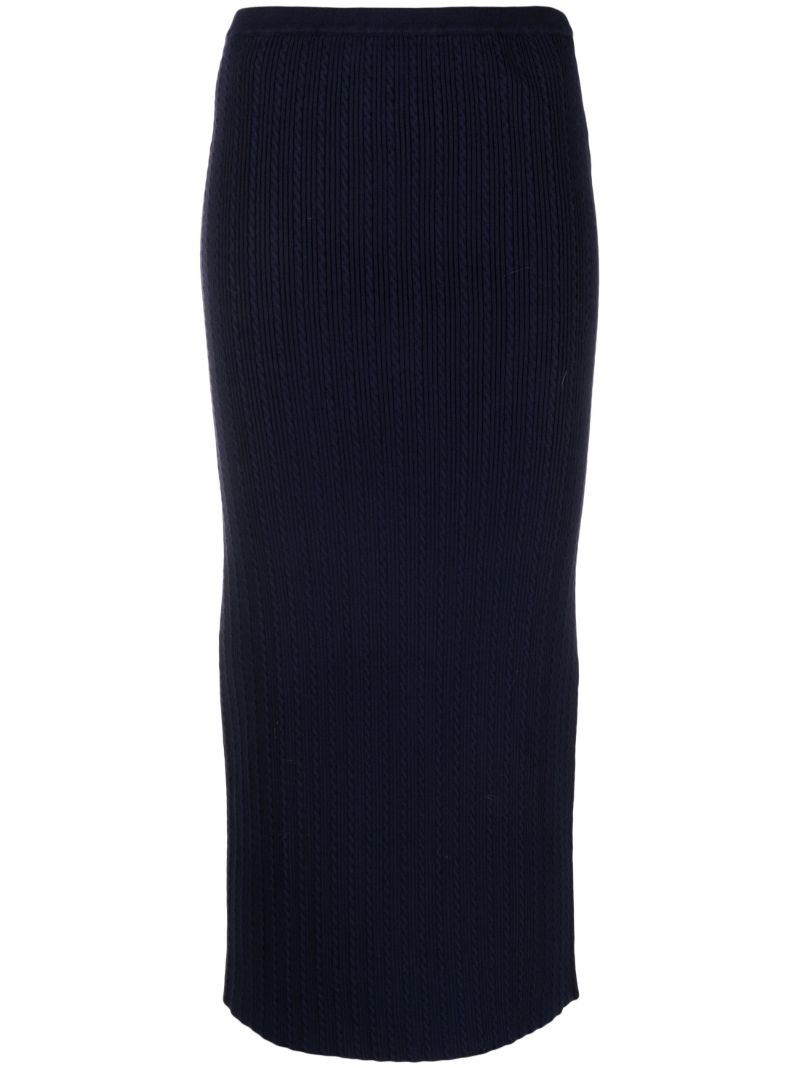 Blue Cable-knit Pencil Skirt