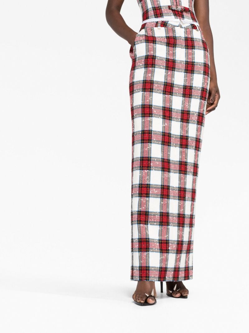 Neutral Tartan Print Pencil Skirt