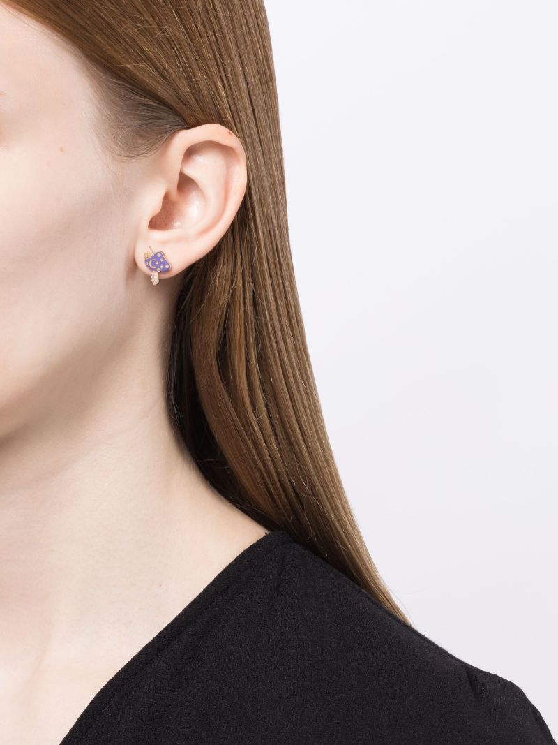 14kt Yellow Gold Celestial Mushroom Stud Earrings
