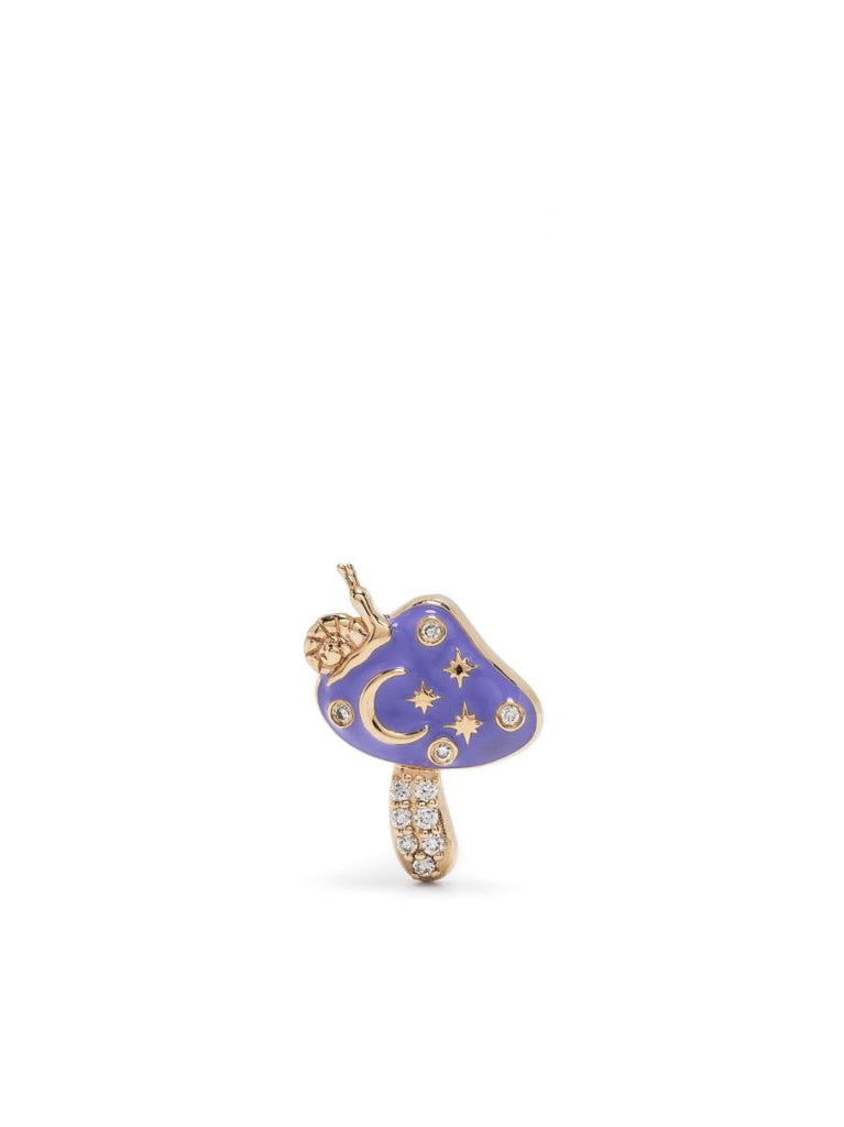 14kt Yellow Gold Celestial Mushroom Stud Earrings