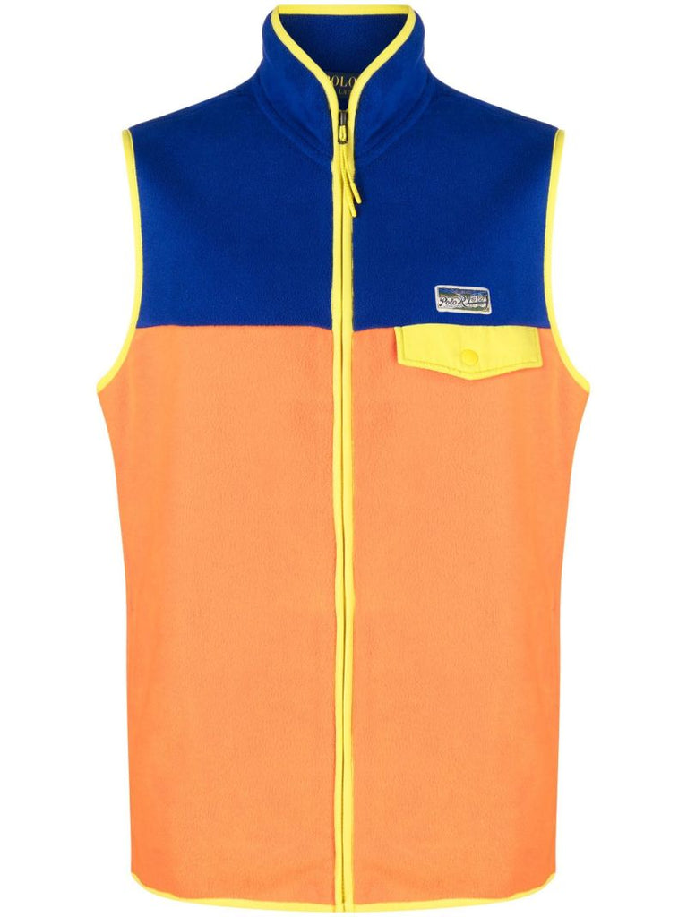 Orange Colourblock Fleece Gilet