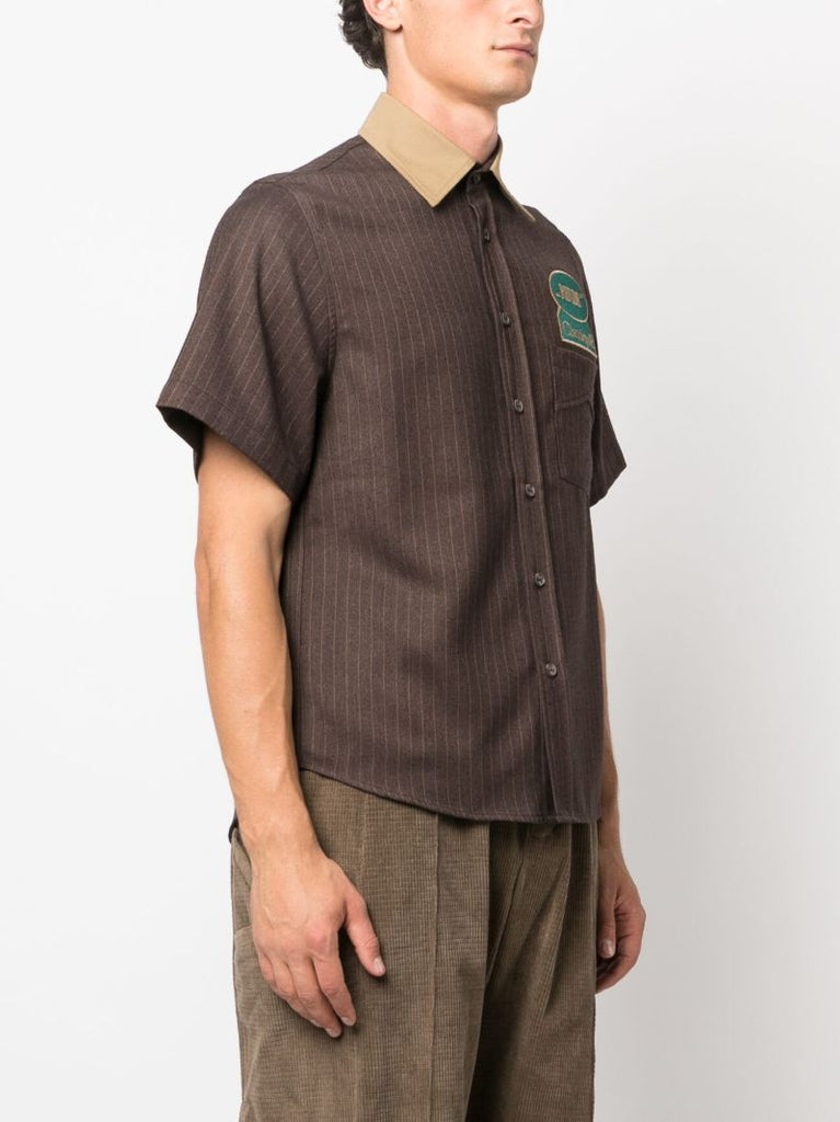 Brown Striped Cotton Shirt