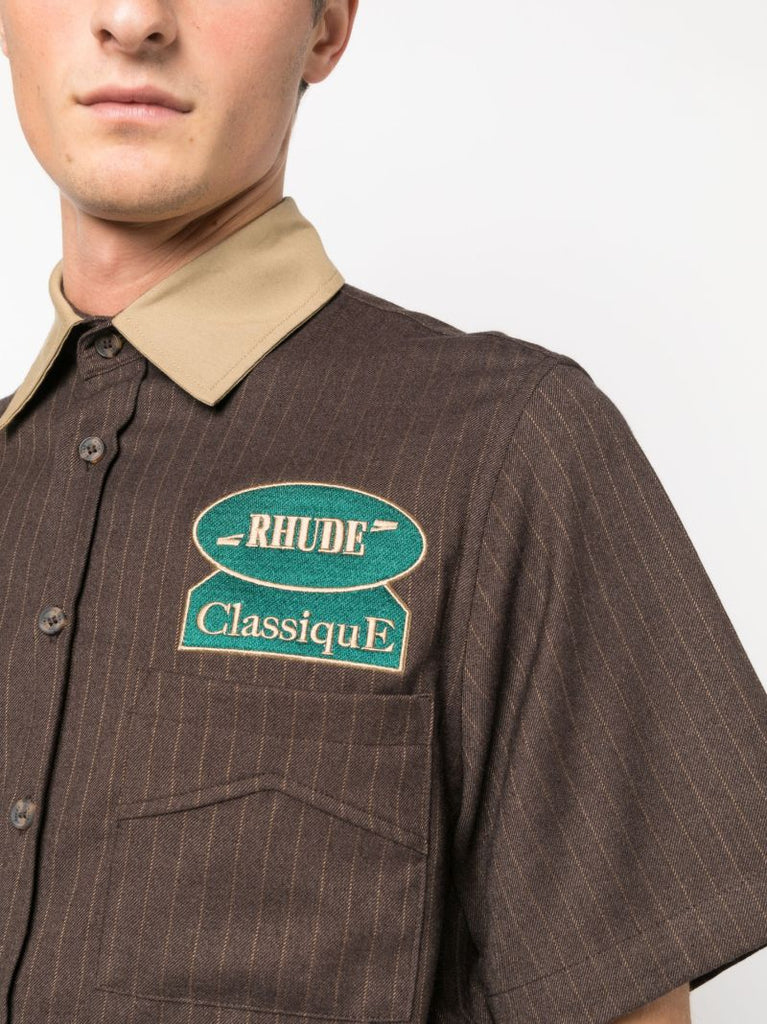 Brown Striped Cotton Shirt