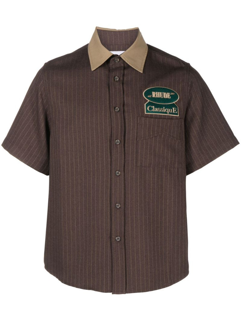 Brown Striped Cotton Shirt