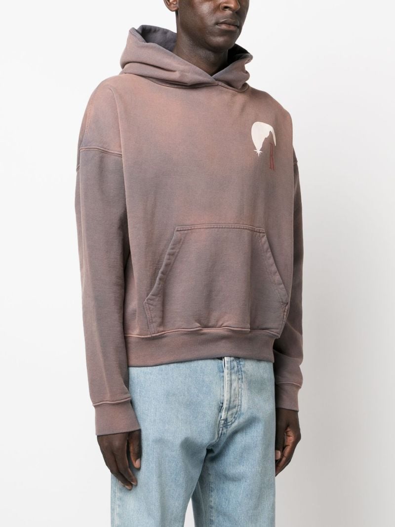 Grey Distressed Stamp Print Cotton Hoodie