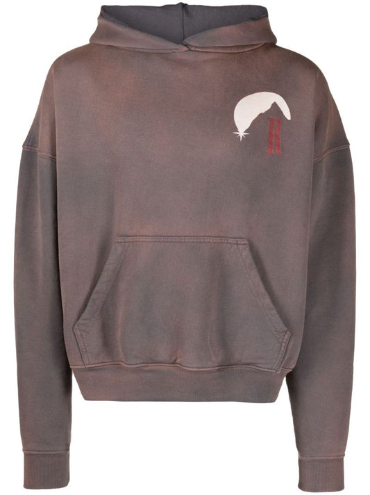 Grey Distressed Stamp Print Cotton Hoodie