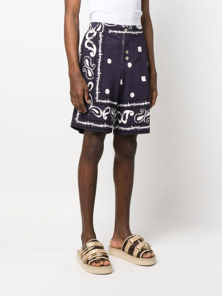 Blue Bandana Print Shorts