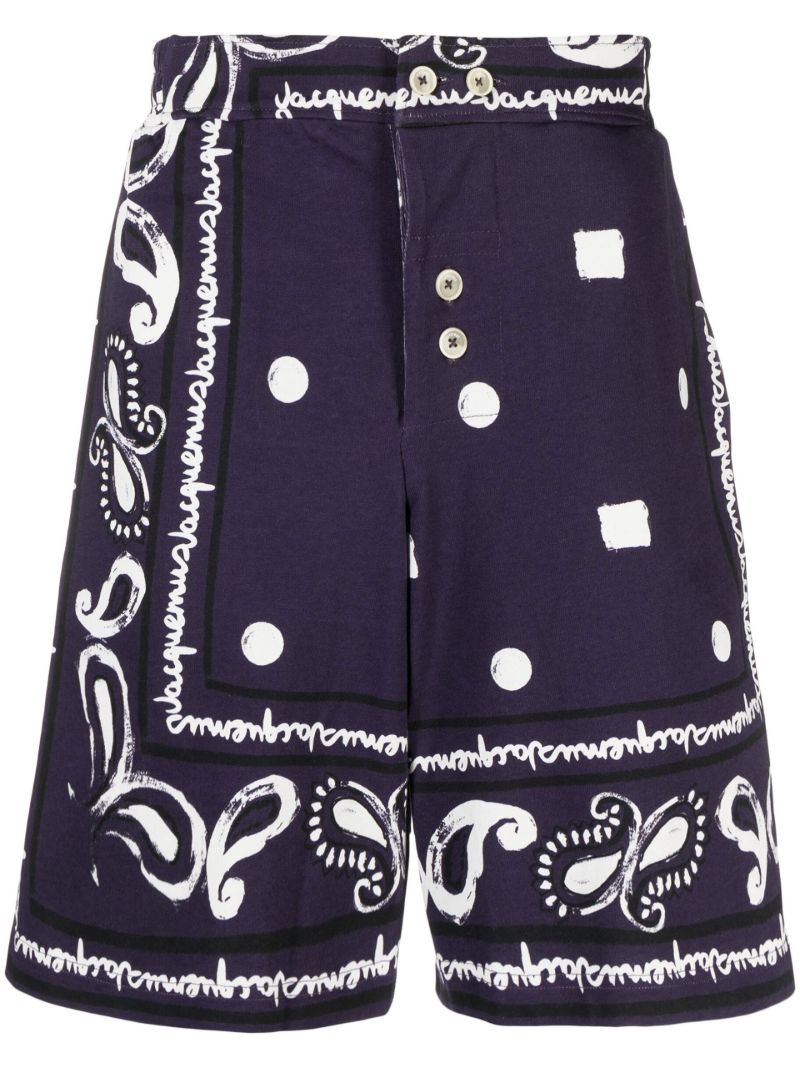 Blue Bandana Print Shorts