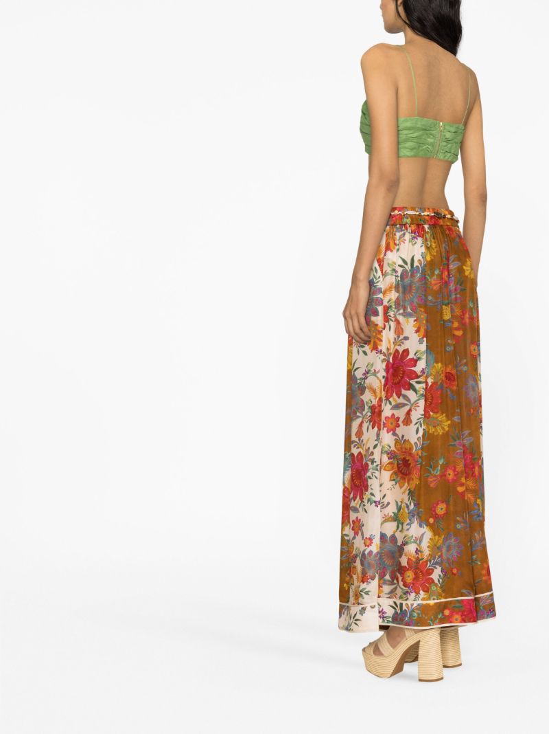 Multicolour Ginger Floral Print Silk Trousers
