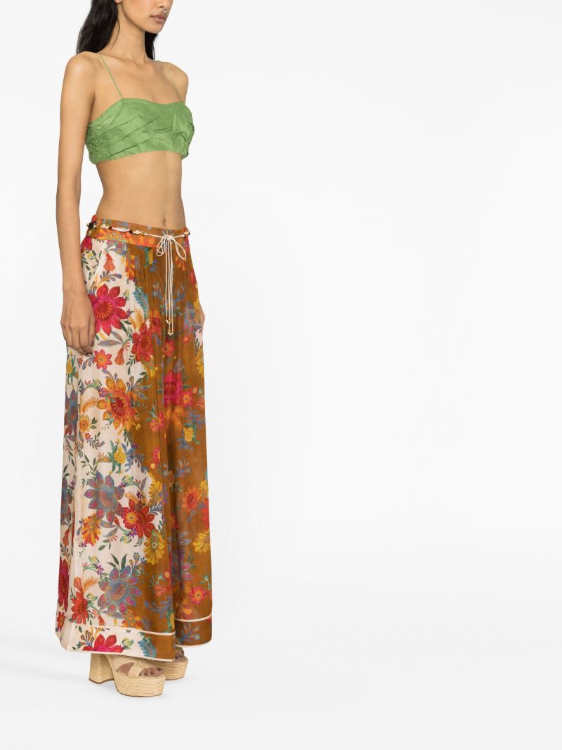 Multicolour Ginger Floral Print Silk Trousers