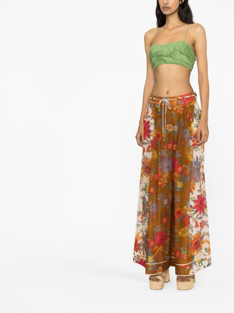 Multicolour Ginger Floral Print Silk Trousers