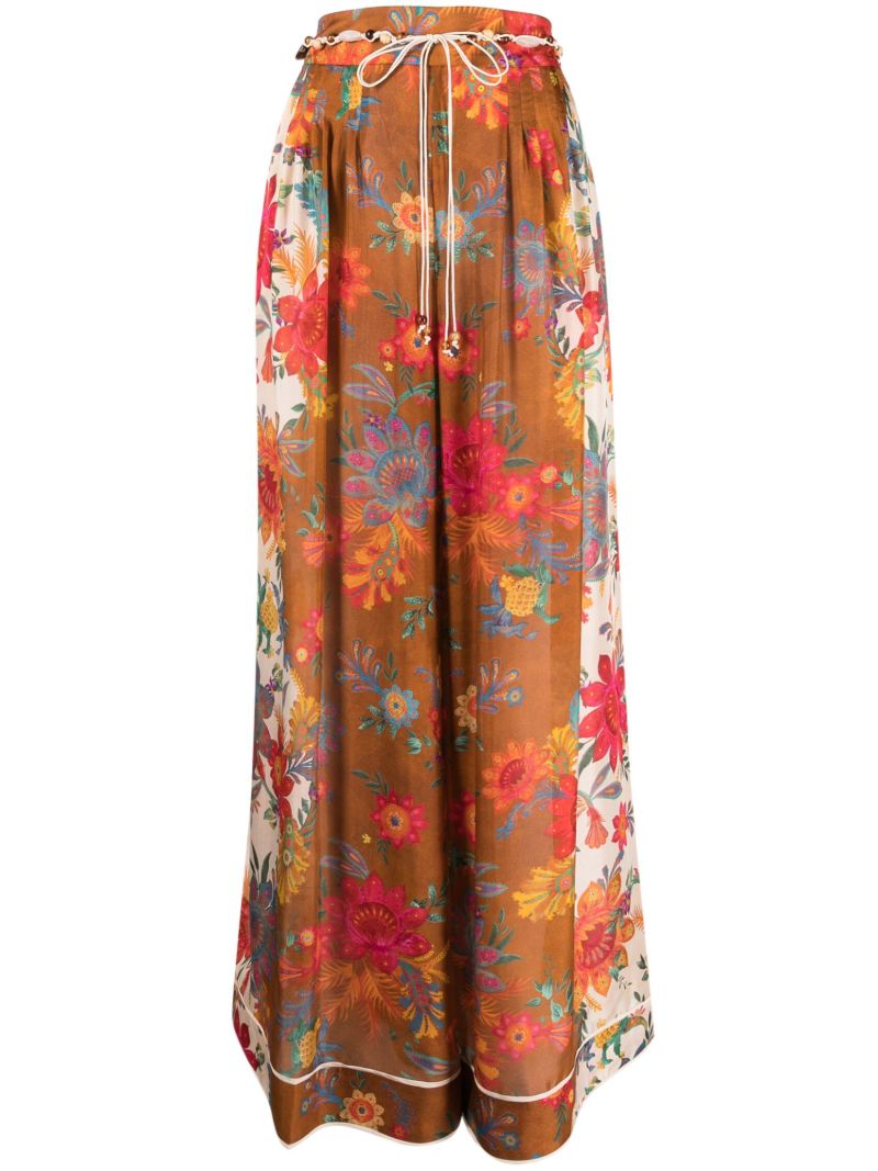 Multicolour Ginger Floral Print Silk Trousers